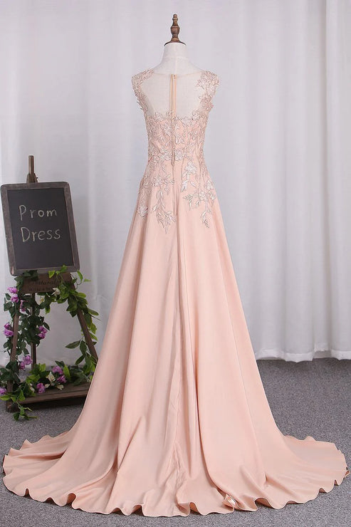 Luolandi A Line Sleeveless Long Prom Dress With Slit Elegant Evening Party Dress Formal Dress